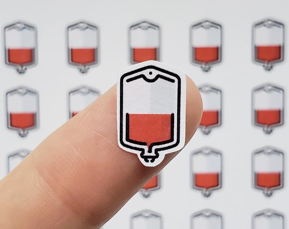 Planner Sticker | Blood Donation, Blood Bank, Blood Transfusion, Blood Plasma, IV Bag , Health Care